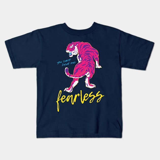 Neon Fearless Kids T-Shirt by machmigo